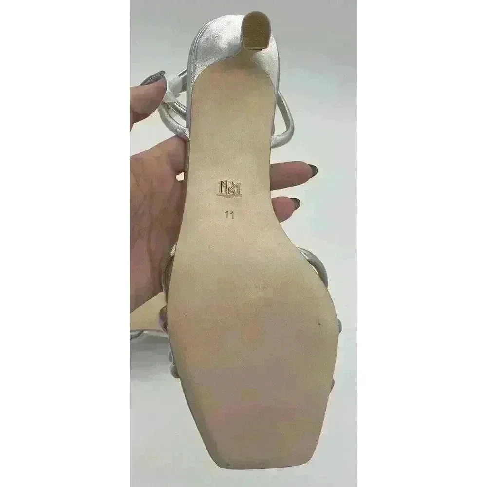 Badgley Mischka Collection Loyalty Ankle Strap Sandal in Silver Size 11 - Picture 8 of 10